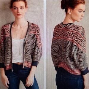 Anthropologie MOTH Geometric Patterned Cardigan 100% cotton